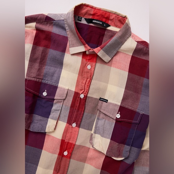 Makia Plaid Button Down Large - Picture 2 of 2